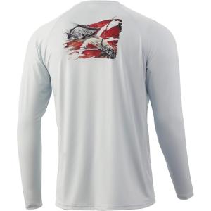 image:imageHuk Mens Pursuit Hogzilla  Long Sleeve Performance Fishing Shirt with 30 UPF Sun Protection Seashell Pink SmallDinner Dive  Plein Air