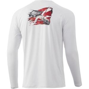 image:imageHuk Mens Pursuit Hogzilla  Long Sleeve Performance Fishing Shirt with 30 UPF Sun Protection Seashell Pink SmallDinner Dive  White