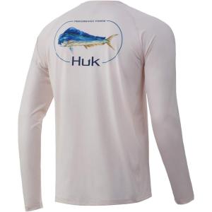 image:imageHuk Mens Pursuit Hogzilla  Long Sleeve Performance Fishing Shirt with 30 UPF Sun Protection Seashell Pink SmallDorado  Barley Pink