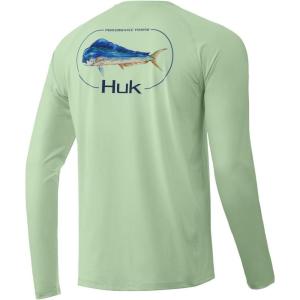 image:imageHuk Mens Pursuit Hogzilla  Long Sleeve Performance Fishing Shirt with 30 UPF Sun Protection Seashell Pink SmallDorado  Key Lime