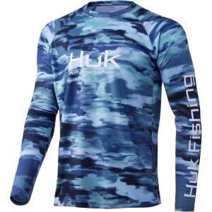 image:imageHuk Mens Pursuit Hogzilla  Long Sleeve Performance Fishing Shirt with 30 UPF Sun Protection Seashell Pink SmallEdisto  Titanium Blue
