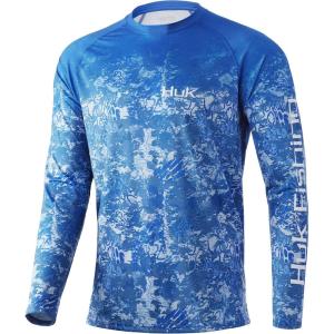 image:imageHuk Mens Pursuit Hogzilla  Long Sleeve Performance Fishing Shirt with 30 UPF Sun Protection Seashell Pink SmallFish Fade  Exuma