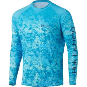 image:imageHuk Mens Pursuit Hogzilla  Long Sleeve Performance Fishing Shirt with 30 UPF Sun Protection Seashell Pink SmallFish Fade  Sea Floor