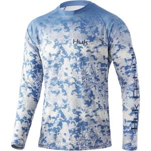 image:imageHuk Mens Pursuit Hogzilla  Long Sleeve Performance Fishing Shirt with 30 UPF Sun Protection Seashell Pink SmallFish Fade  the Edge