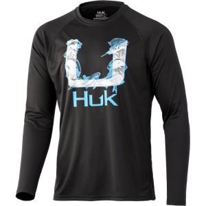 image:imageHuk Mens Pursuit Hogzilla  Long Sleeve Performance Fishing Shirt with 30 UPF Sun Protection Seashell Pink SmallFish Story  Black