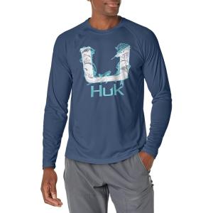 image:imageHuk Mens Pursuit Hogzilla  Long Sleeve Performance Fishing Shirt with 30 UPF Sun Protection Seashell Pink SmallFish Story  Sargasso Sea