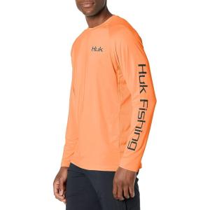 image:imageHuk Mens Pursuit Hogzilla  Long Sleeve Performance Fishing Shirt with 30 UPF Sun Protection Seashell Pink SmallFlat Hunter  Beach Peach