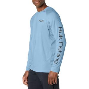 image:imageHuk Mens Pursuit Hogzilla  Long Sleeve Performance Fishing Shirt with 30 UPF Sun Protection Seashell Pink SmallFlat Hunter  Dusk Blue