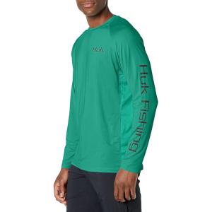 image:imageHuk Mens Pursuit Hogzilla  Long Sleeve Performance Fishing Shirt with 30 UPF Sun Protection Seashell Pink SmallFlat Hunter  Emerald