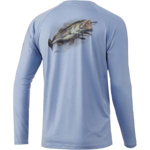 image:imageHuk Mens Pursuit Hogzilla  Long Sleeve Performance Fishing Shirt with 30 UPF Sun Protection Seashell Pink SmallGator  Coastal Sky