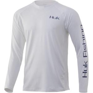 image:imageHuk Mens Pursuit Hogzilla  Long Sleeve Performance Fishing Shirt with 30 UPF Sun Protection Seashell Pink SmallGator  White