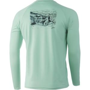 image:imageHuk Mens Pursuit Hogzilla  Long Sleeve Performance Fishing Shirt with 30 UPF Sun Protection Seashell Pink SmallGolden Fly  Lichen