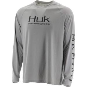 image:imageHuk Mens Pursuit Hogzilla  Long Sleeve Performance Fishing Shirt with 30 UPF Sun Protection Seashell Pink SmallGray