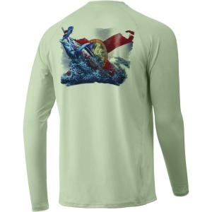 image:imageHuk Mens Pursuit Hogzilla  Long Sleeve Performance Fishing Shirt with 30 UPF Sun Protection Seashell Pink SmallGulfstream  Key Lime
