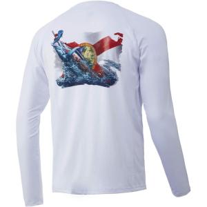 image:imageHuk Mens Pursuit Hogzilla  Long Sleeve Performance Fishing Shirt with 30 UPF Sun Protection Seashell Pink SmallGulfstream  White