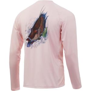 image:imageHuk Mens Pursuit Hogzilla  Long Sleeve Performance Fishing Shirt with 30 UPF Sun Protection Seashell Pink SmallHogzilla  Seashell Pink