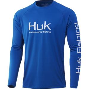 image:imageHuk Mens Pursuit Hogzilla  Long Sleeve Performance Fishing Shirt with 30 UPF Sun Protection Seashell Pink SmallHuk Blue