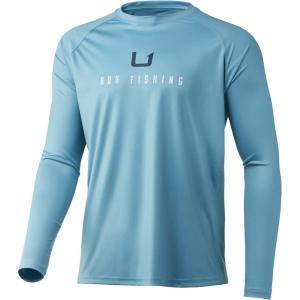 image:imageHuk Mens Pursuit Hogzilla  Long Sleeve Performance Fishing Shirt with 30 UPF Sun Protection Seashell Pink SmallHuk Work  Porcelain Blue