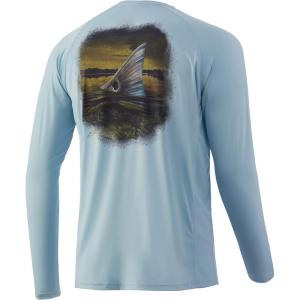 image:imageHuk Mens Pursuit Hogzilla  Long Sleeve Performance Fishing Shirt with 30 UPF Sun Protection Seashell Pink SmallJust Teasin  Ice Blue