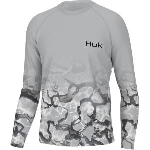 image:imageHuk Mens Pursuit Hogzilla  Long Sleeve Performance Fishing Shirt with 30 UPF Sun Protection Seashell Pink SmallKc Inside Reef Fish Fade  Harbor Mist