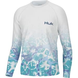 image:imageHuk Mens Pursuit Hogzilla  Long Sleeve Performance Fishing Shirt with 30 UPF Sun Protection Seashell Pink SmallKc Inside Reef Fish Fade  White