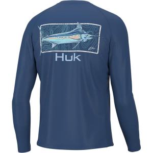 image:imageHuk Mens Pursuit Hogzilla  Long Sleeve Performance Fishing Shirt with 30 UPF Sun Protection Seashell Pink SmallKc Topo Blue  Set Sail