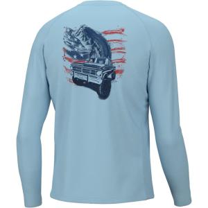 image:imageHuk Mens Pursuit Hogzilla  Long Sleeve Performance Fishing Shirt with 30 UPF Sun Protection Seashell Pink SmallKc Truck Bucket  Crystal Blue