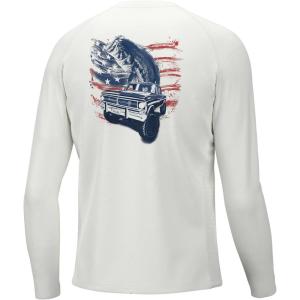 image:imageHuk Mens Pursuit Hogzilla  Long Sleeve Performance Fishing Shirt with 30 UPF Sun Protection Seashell Pink SmallKc Truck Bucket  White