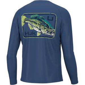 image:imageHuk Mens Pursuit Hogzilla  Long Sleeve Performance Fishing Shirt with 30 UPF Sun Protection Seashell Pink SmallKc Vintage Largie  Set Sail