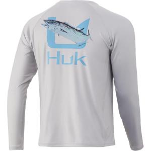 image:imageHuk Mens Pursuit Hogzilla  Long Sleeve Performance Fishing Shirt with 30 UPF Sun Protection Seashell Pink SmallKingfish  Oyster