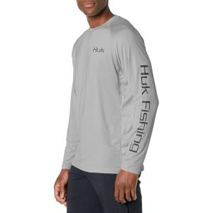 image:imageHuk Mens Pursuit Hogzilla  Long Sleeve Performance Fishing Shirt with 30 UPF Sun Protection Seashell Pink SmallLight on Sail  Sharkskin