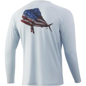 image:imageHuk Mens Pursuit Hogzilla  Long Sleeve Performance Fishing Shirt with 30 UPF Sun Protection Seashell Pink SmallMahi and Stripes  Plein Air