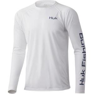 image:imageHuk Mens Pursuit Hogzilla  Long Sleeve Performance Fishing Shirt with 30 UPF Sun Protection Seashell Pink SmallMako Storm White