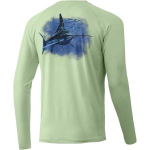image:imageHuk Mens Pursuit Hogzilla  Long Sleeve Performance Fishing Shirt with 30 UPF Sun Protection Seashell Pink SmallMidnight Magic  Key Lime