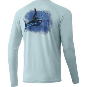 image:imageHuk Mens Pursuit Hogzilla  Long Sleeve Performance Fishing Shirt with 30 UPF Sun Protection Seashell Pink SmallMidnight Magic  Seafoam