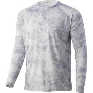 image:imageHuk Mens Pursuit Hogzilla  Long Sleeve Performance Fishing Shirt with 30 UPF Sun Protection Seashell Pink SmallMossy Oak Drift