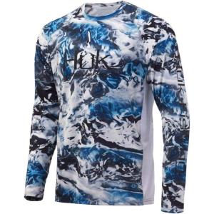 image:imageHuk Mens Pursuit Hogzilla  Long Sleeve Performance Fishing Shirt with 30 UPF Sun Protection Seashell Pink SmallMossy Oak Hydro Glacier