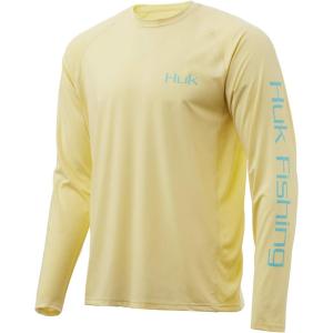 image:imageHuk Mens Pursuit Hogzilla  Long Sleeve Performance Fishing Shirt with 30 UPF Sun Protection Seashell Pink SmallMullet Run  French Vanilla
