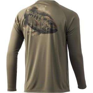 image:imageHuk Mens Pursuit Hogzilla  Long Sleeve Performance Fishing Shirt with 30 UPF Sun Protection Seashell Pink SmallOversized  Moss