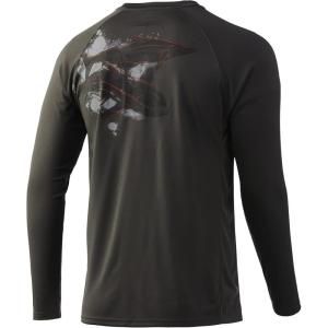 image:imageHuk Mens Pursuit Hogzilla  Long Sleeve Performance Fishing Shirt with 30 UPF Sun Protection Seashell Pink SmallOversized  Volcanic Ash