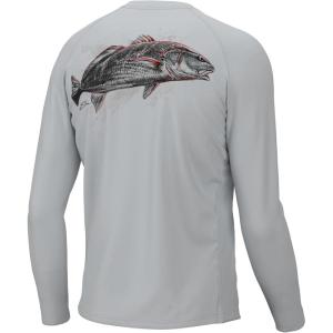 image:imageHuk Mens Pursuit Hogzilla  Long Sleeve Performance Fishing Shirt with 30 UPF Sun Protection Seashell Pink SmallRedfish  Oyster
