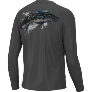 image:imageHuk Mens Pursuit Hogzilla  Long Sleeve Performance Fishing Shirt with 30 UPF Sun Protection Seashell Pink SmallRedfish  Volcanic Ash