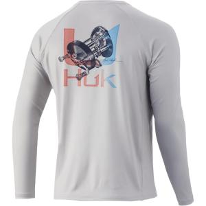 image:imageHuk Mens Pursuit Hogzilla  Long Sleeve Performance Fishing Shirt with 30 UPF Sun Protection Seashell Pink SmallReel  Oyster