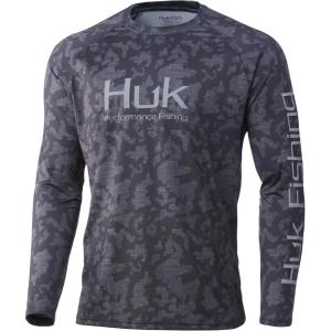 image:imageHuk Mens Pursuit Hogzilla  Long Sleeve Performance Fishing Shirt with 30 UPF Sun Protection Seashell Pink SmallRunning Lakes  Volcanic Ash