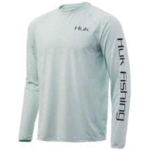 image:imageHuk Mens Pursuit Hogzilla  Long Sleeve Performance Fishing Shirt with 30 UPF Sun Protection Seashell Pink SmallSeafoam