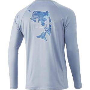 image:imageHuk Mens Pursuit Hogzilla  Long Sleeve Performance Fishing Shirt with 30 UPF Sun Protection Seashell Pink SmallStone Shore Bass  Coastal Sky