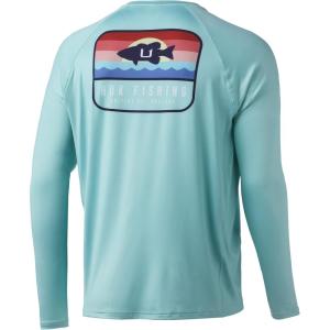 image:imageHuk Mens Pursuit Hogzilla  Long Sleeve Performance Fishing Shirt with 30 UPF Sun Protection Seashell Pink SmallSunset Bass  Beach Glass