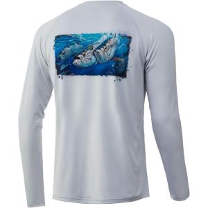 image:imageHuk Mens Pursuit Hogzilla  Long Sleeve Performance Fishing Shirt with 30 UPF Sun Protection Seashell Pink SmallTarpon  Glacier