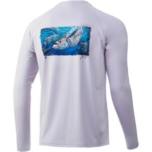 image:imageHuk Mens Pursuit Hogzilla  Long Sleeve Performance Fishing Shirt with 30 UPF Sun Protection Seashell Pink SmallTarpon  Lavender Blue