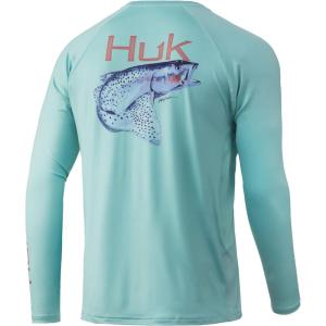 image:imageHuk Mens Pursuit Hogzilla  Long Sleeve Performance Fishing Shirt with 30 UPF Sun Protection Seashell Pink SmallTrout  Beach Glass